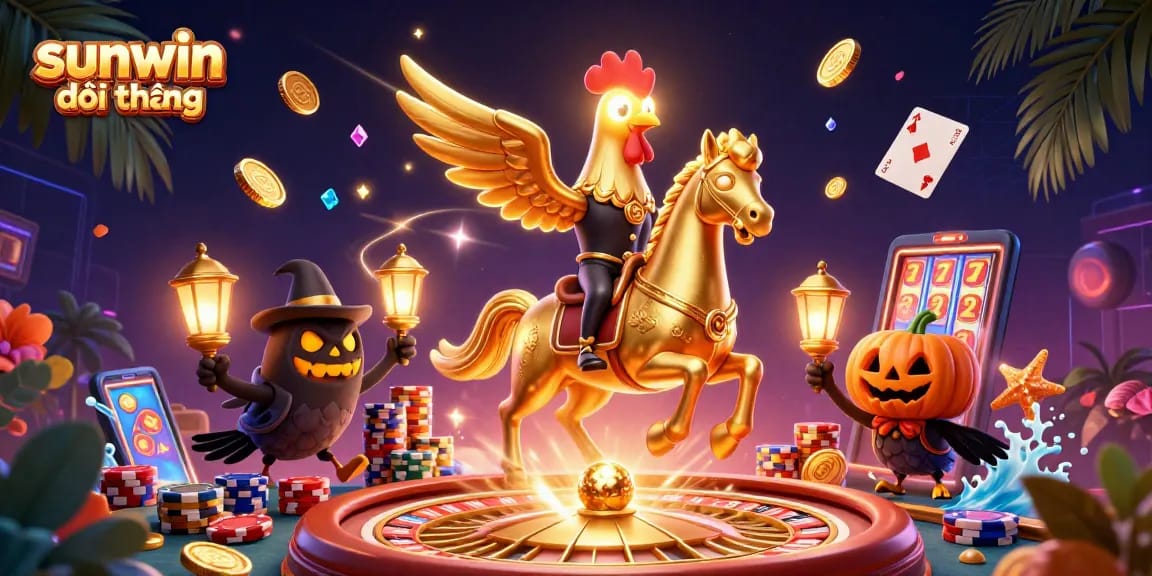 Experience the thrill of sunwin đổi thưởng with enchanting casino adventures, featuring a golden rooster hero.