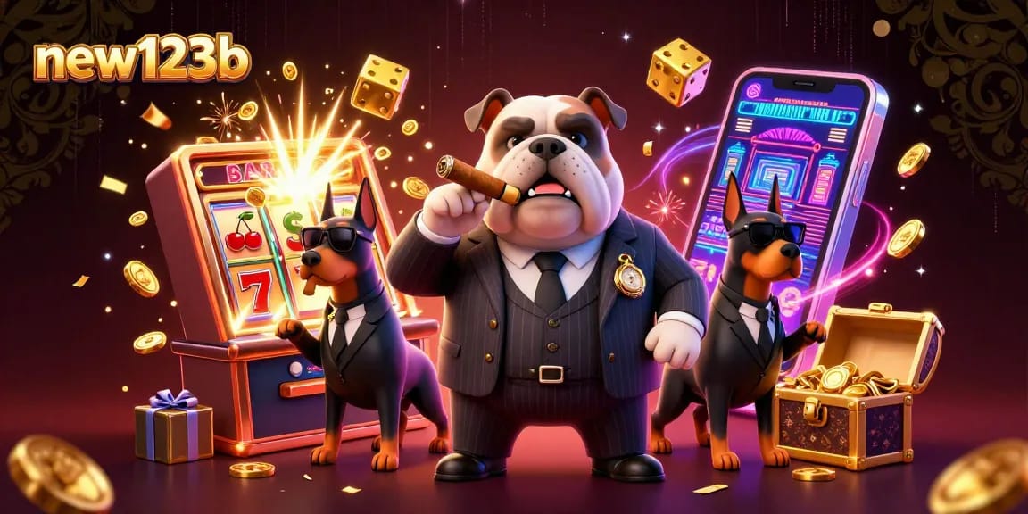 Engage with the thrilling world of new123b as a 3D mafia boss and Dobermans celebrate casino wins.