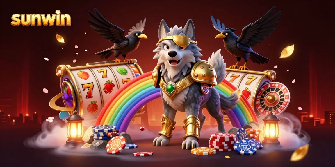 Engage with sunwin's captivating casino scene featuring Norse-themed characters and vibrant gaming elements.