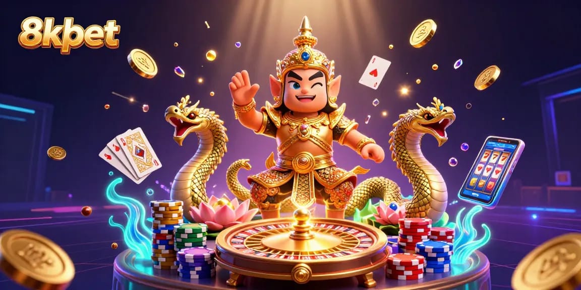 Spin to win at 8xbet with an engaging scene of guardians and casino elements.