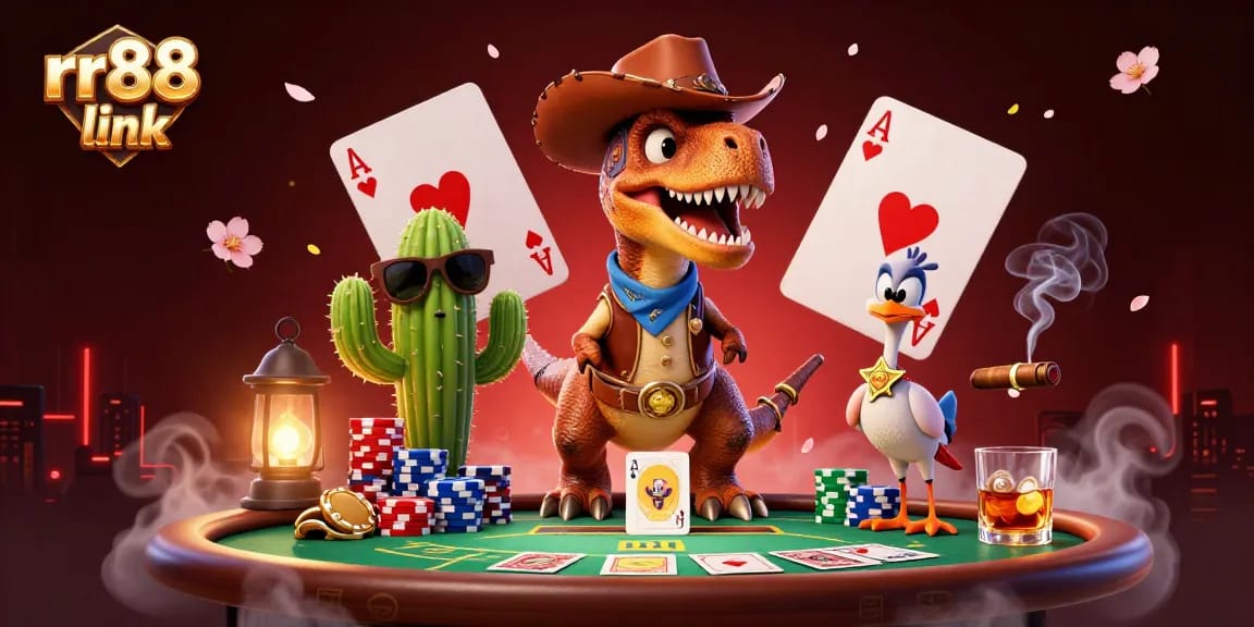 Win big with rr88 link at the vibrant poker scene featuring exciting characters and game elements.
