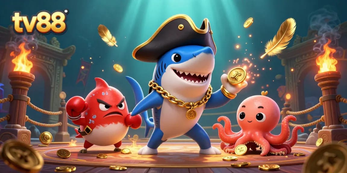 Engage with thrilling tv88 casino games while winning with a vibrant pirate-themed illustration.