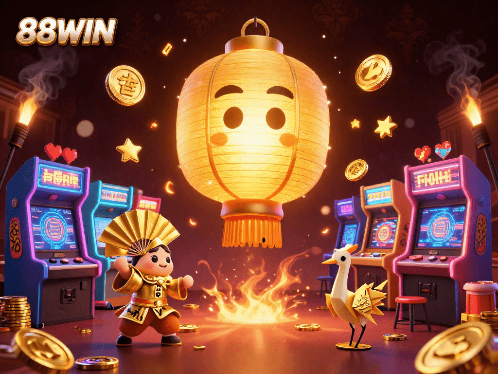 Experience thrilling gameplay at 88WIN casino with vibrant characters and golden treasures.