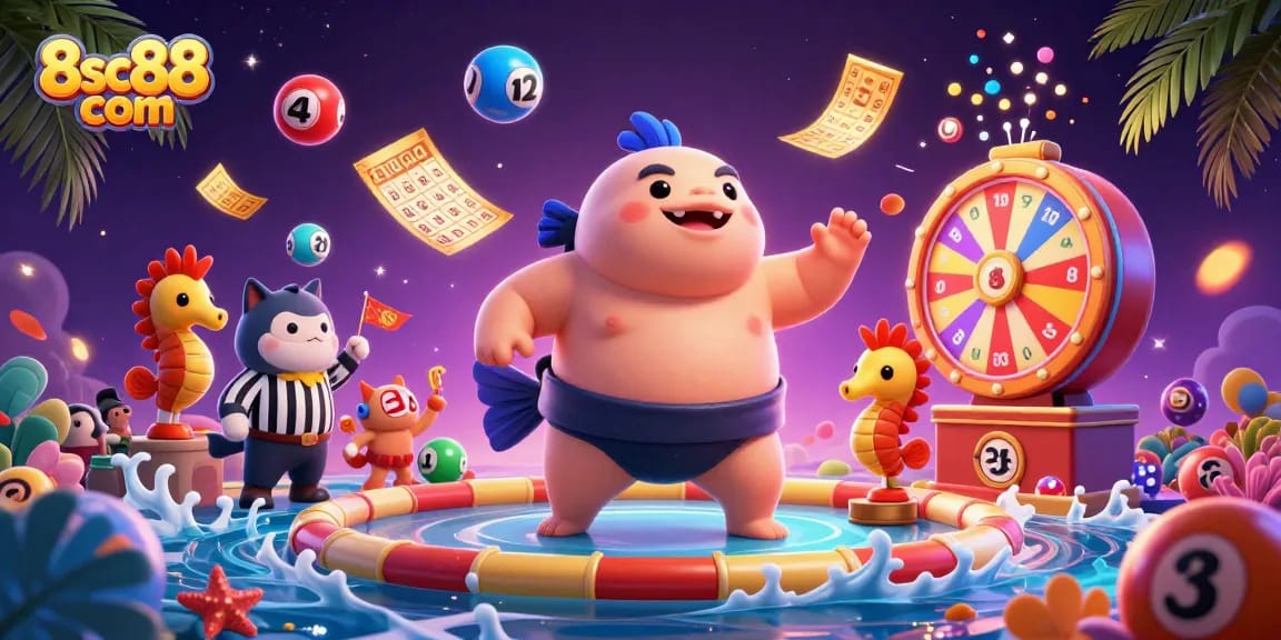 Engage with thrilling games at 8sc88 com with colorful lottery elements and a lively underwater scene.