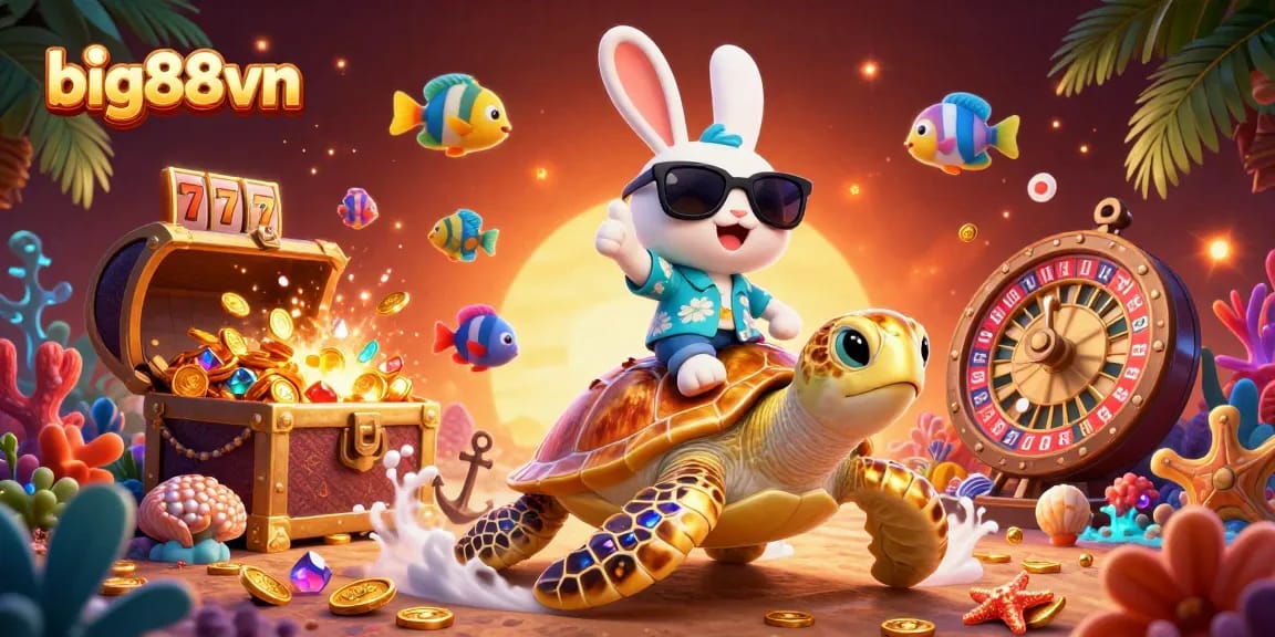 Experience thrilling gaming with big88vn featuring a lucky rabbit and golden turtle in vibrant underwater casino