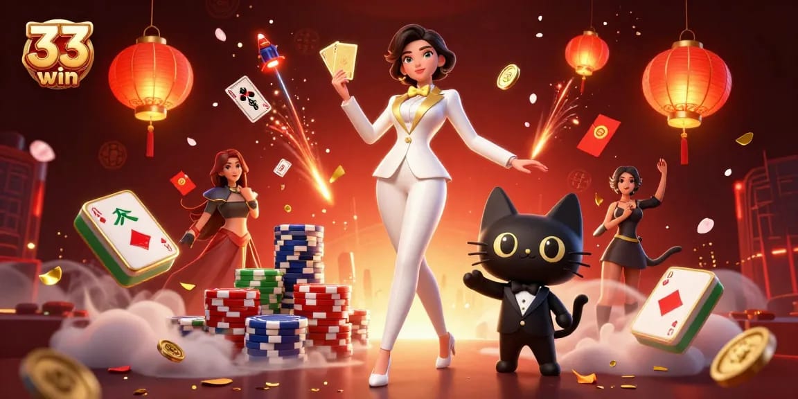 Engage in thrilling gameplay at 33 win with a glamorous casino scene showcasing luck and excitement.