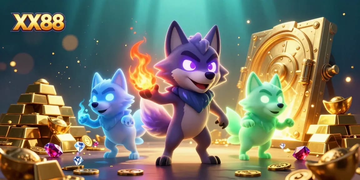 Experience the thrill of winning with XX88's dazzling casino scene full of treasures and rewards.