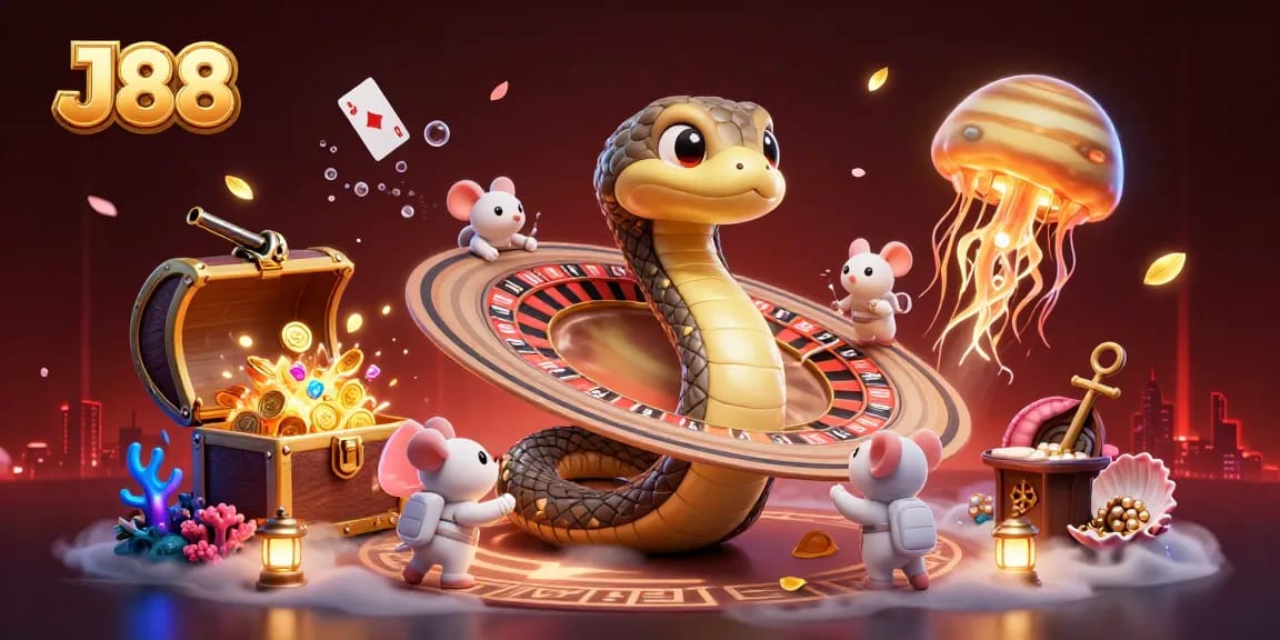Place bets on J88 with astronaut mice in a cosmic casino adventure.