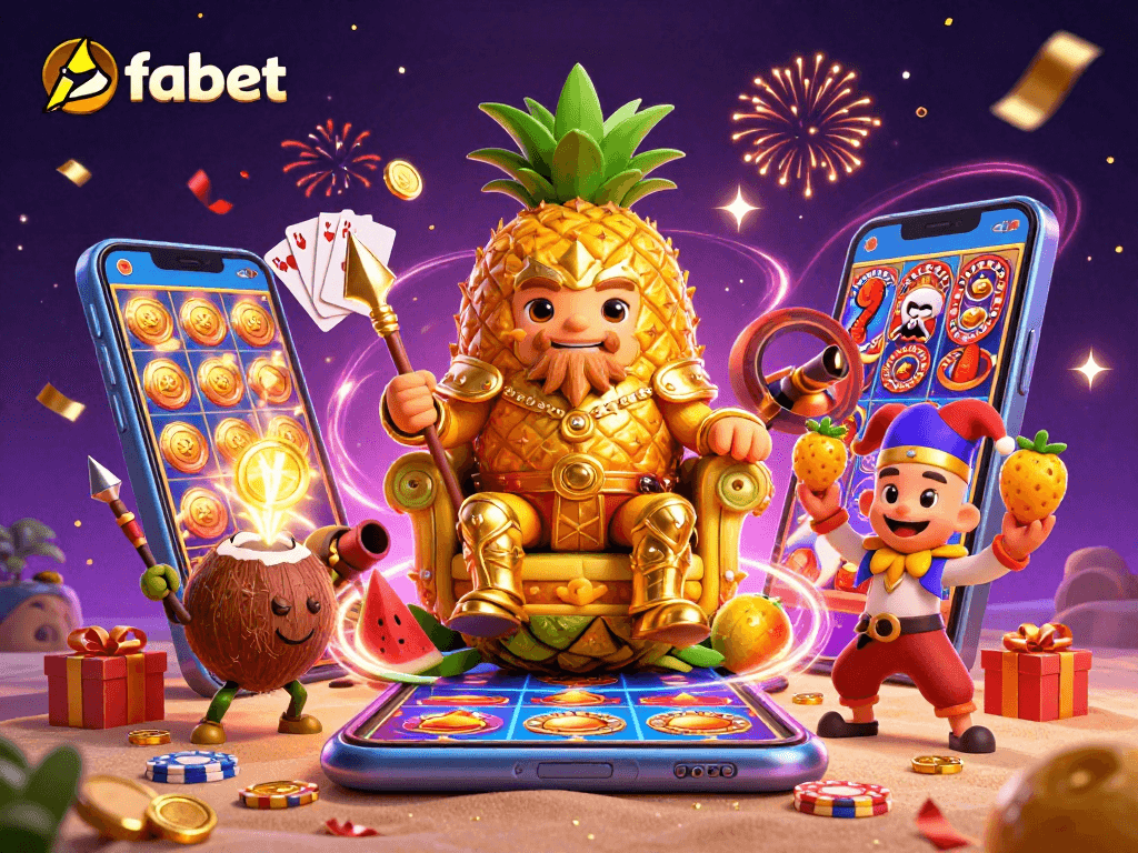 Experience fabet's vibrant casino adventure with a golden pineapple king ruled by luck.