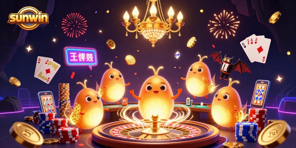 Experience the thrill of winning at sunwin with vibrant glowworms illuminating a dynamic cave casino.