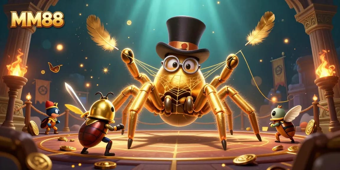 Engage with MM88's exciting features in a vibrant 3D casino scene filled with action and adventure.
