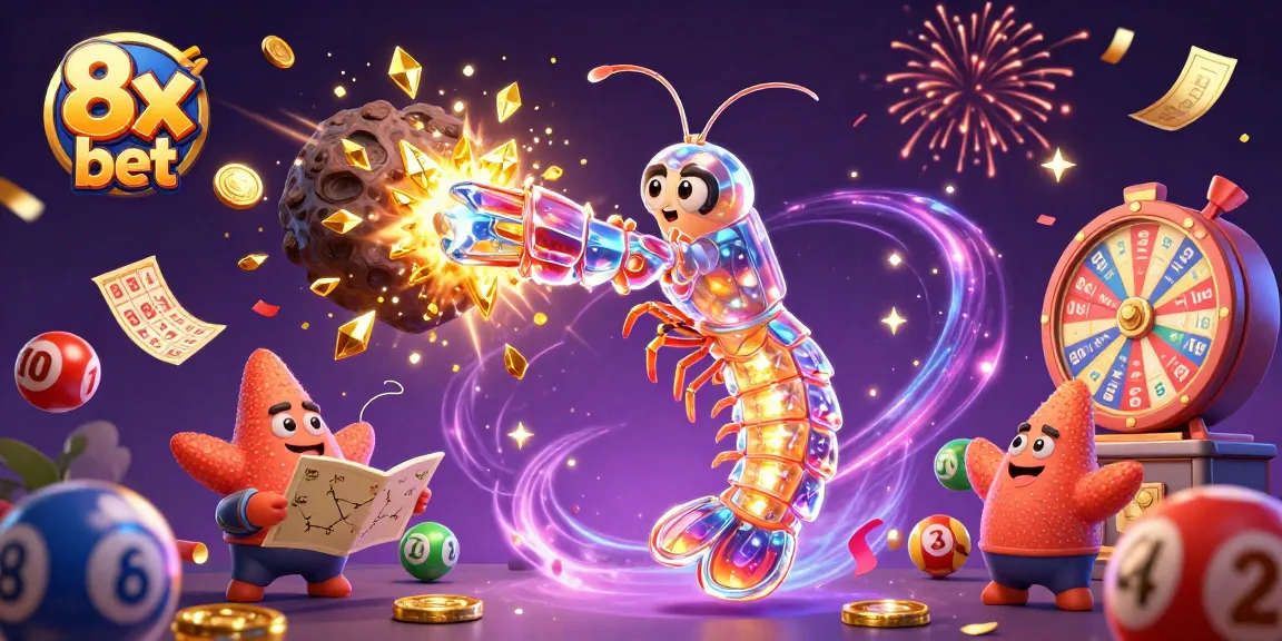 Experience the excitement of 8x bet with vibrant visuals featuring dynamic lottery games and playful characters.