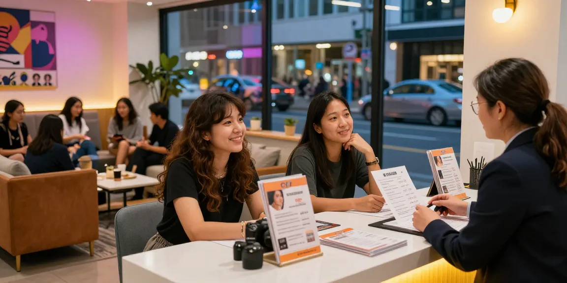 Engaging atmosphere at an 오피 service location with clients consulting professionals.