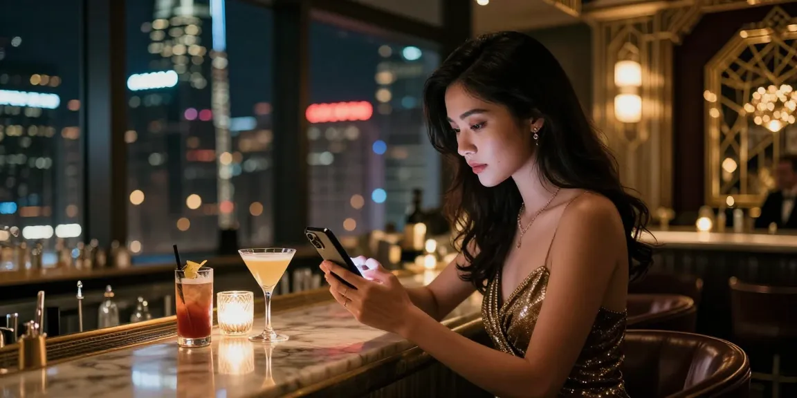Khung cảnh về gái gọi sang trọng tại quán bar, tạo cảm giác quyến rũ và hấp dẫn.