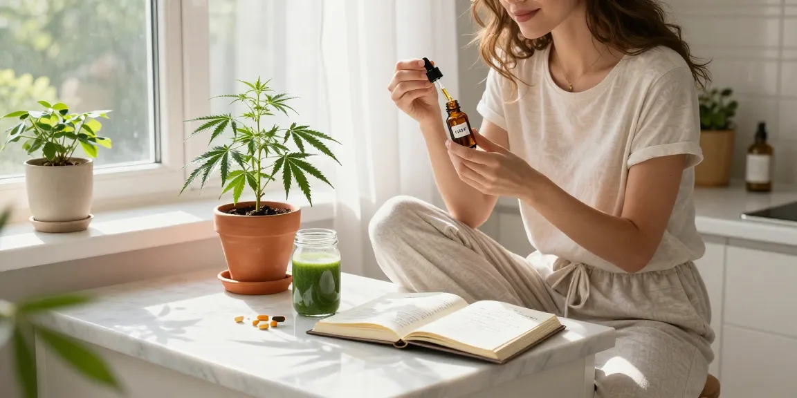 Ministry of Cannabis CBD oil tincture and fresh hemp in morning wellness routine