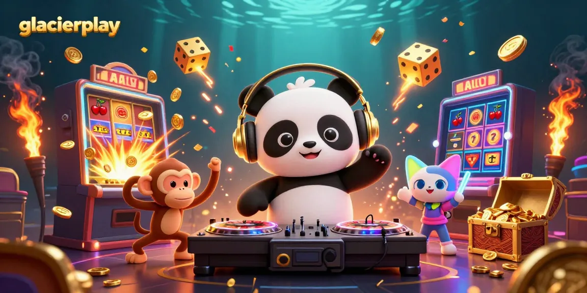Experience immersive fun with glacierplay in a vibrant casino-themed 3D illustration.