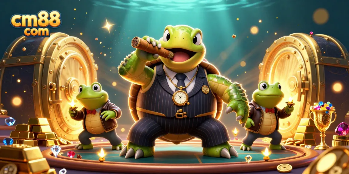 Join the action at cm88 com with vibrant casino characters and treasures submerged in a gaming paradise.