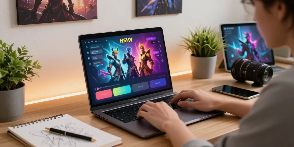 Engaging setup showcasing NSFW character AI interactions on a laptop in a cozy, creative workspace.