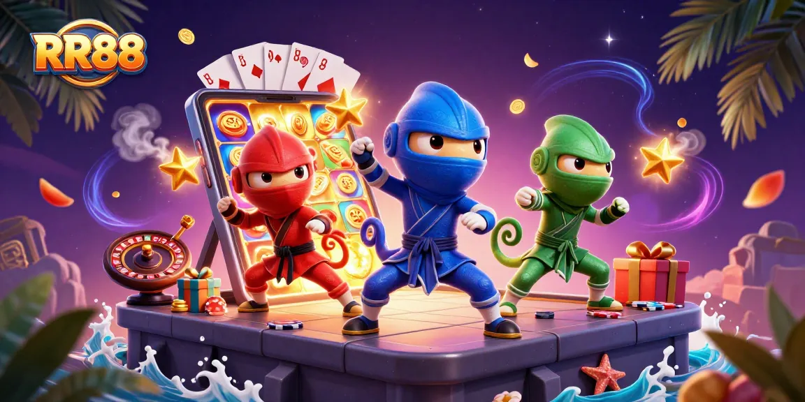 Experience the thrill of gaming with RR88's vibrant ninja scene featuring exciting casino elements.