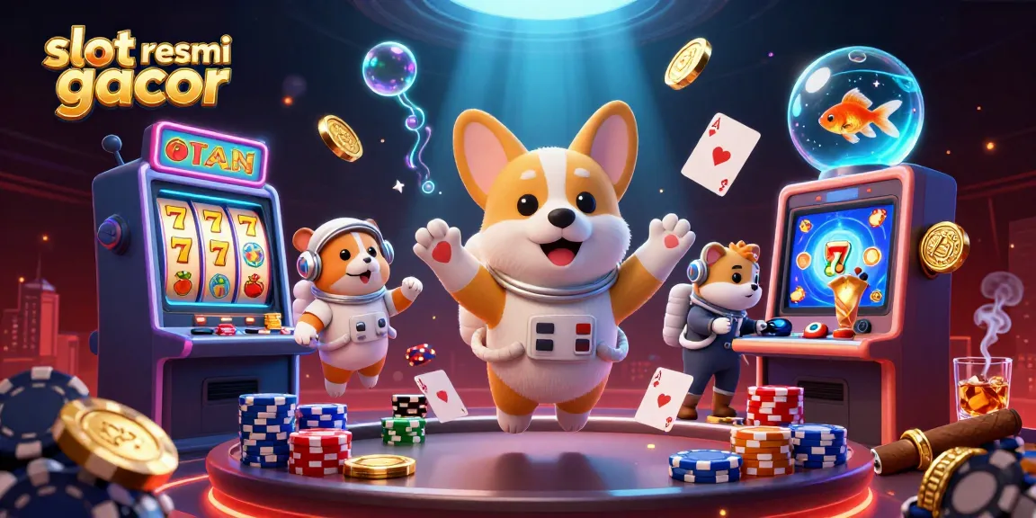 Engage with slot resmi gacor features in a vibrant casino scene filled with dynamic elements and 3D characters.