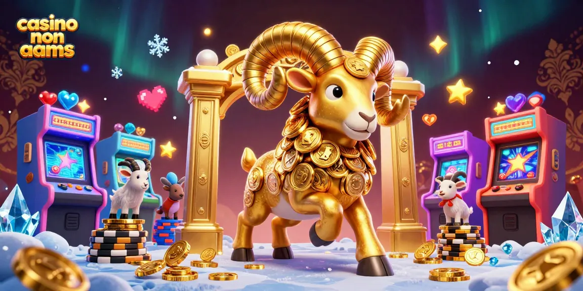Gioca nel casino non AAMS con la pecora d'oro che avanza verso il cancelli dorati tra una pioggia di monete.