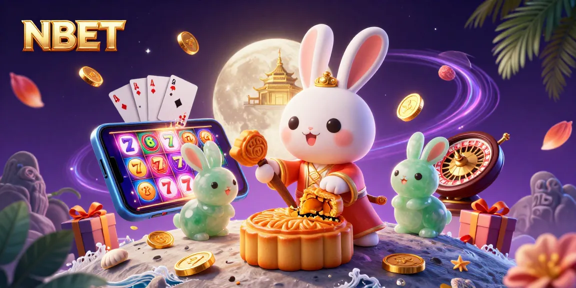 Spin the reels and win with NBET in this vibrant casino-themed illustration.