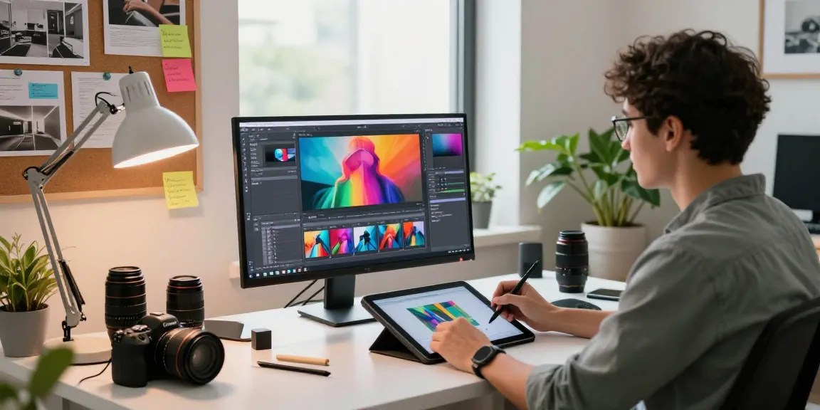 Vibrant image editing scene showcasing creative image to image transformation processes in a digital workspace.