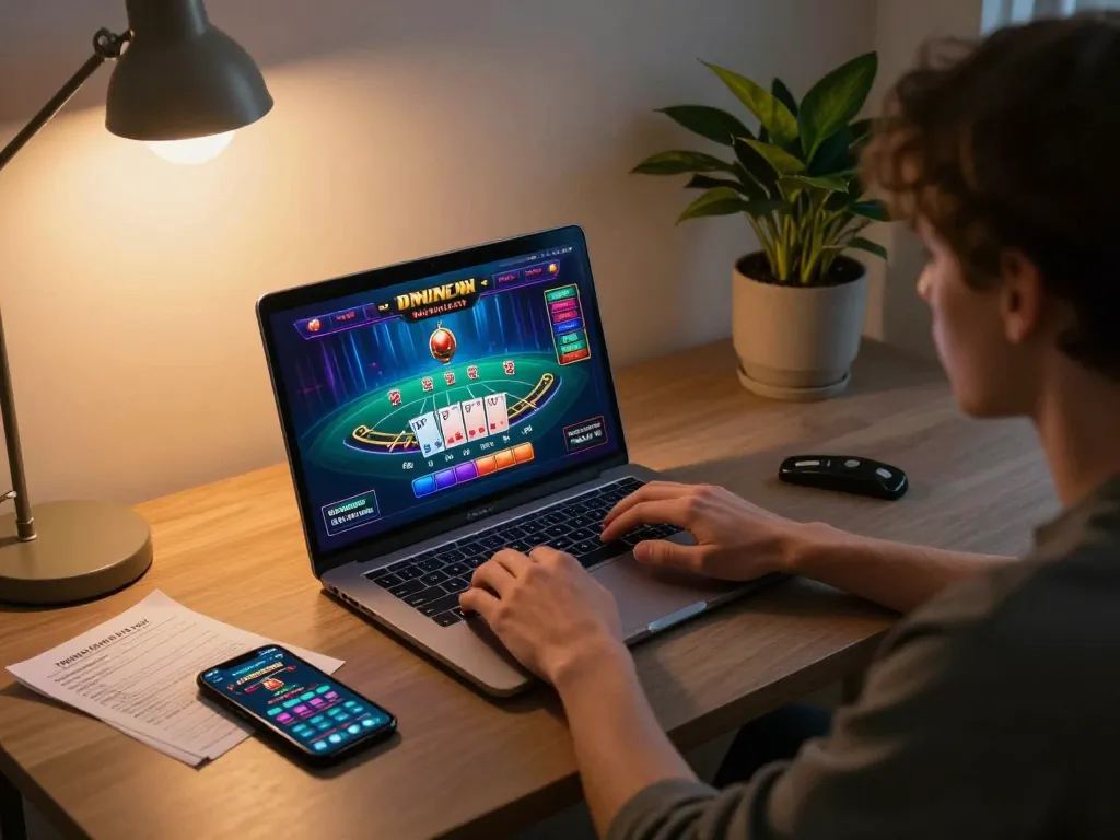 Engaging gameplay at 98win trang chủ, showcasing an online blackjack session with vibrant gaming setup.