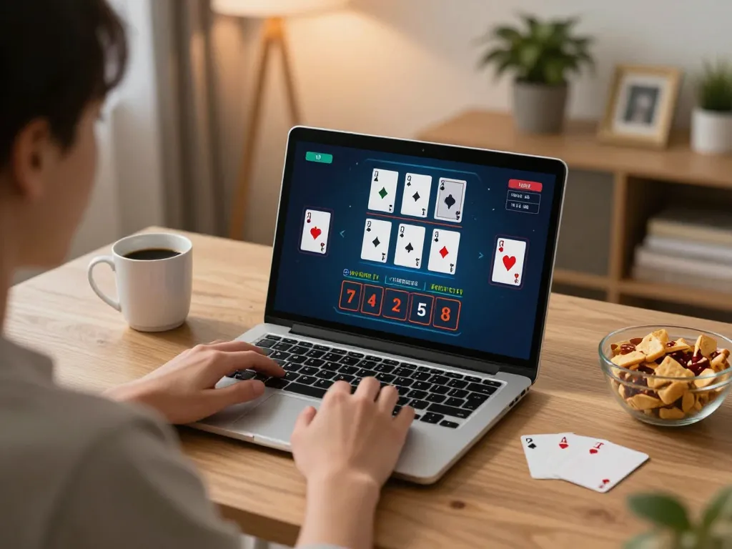 Engaging in blackjack gameplay on sunwingo at home with a cozy atmosphere and competitive spirit