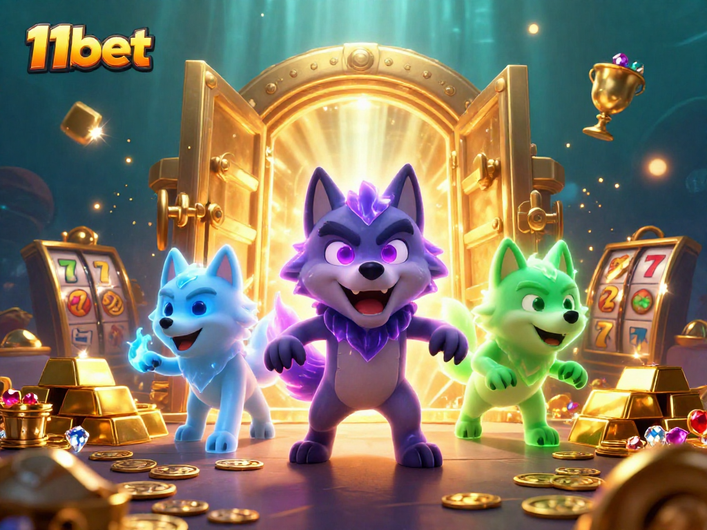 Engage with exhilarating slot action at 11bet's vibrant gaming scene featuring lucky 7s and gold treasures.