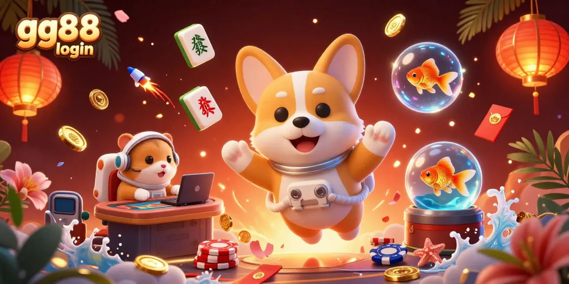 Experience fun gaming with gg88 login while floating in a vibrant casino environment with characters and dynamic elements.