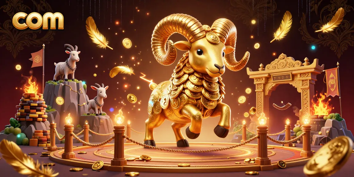 Engage with com as the golden ram charges through a vibrant casino scene filled with dynamic game elements.
