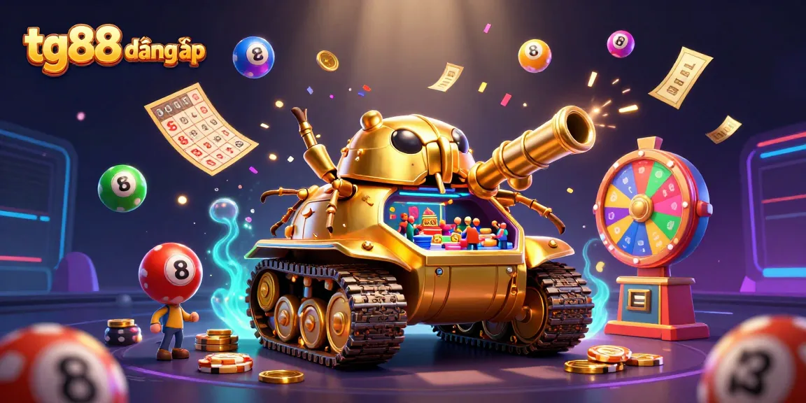 Play and win at tg88 đăng nhập with a dynamic casino experience featuring a golden beetle tank and vibrant lottery games.