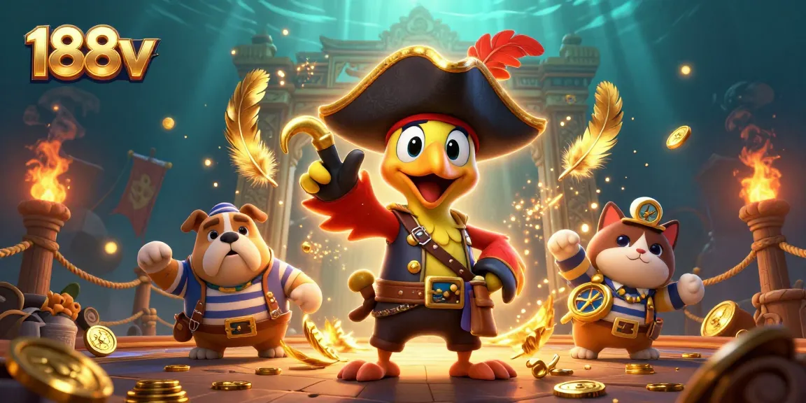 Experience the thrill with 188v's vibrant casino adventure highlighted by dynamic characters and rich gaming elements.