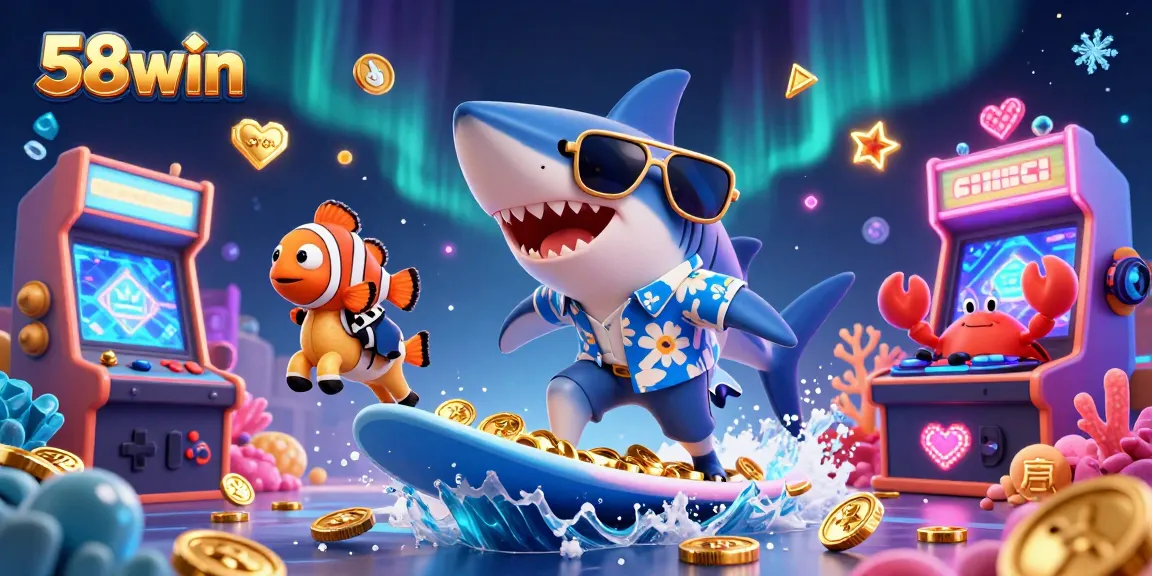 Experience the thrill of gaming at 58win with vibrant casino-themed characters and dynamic elements.